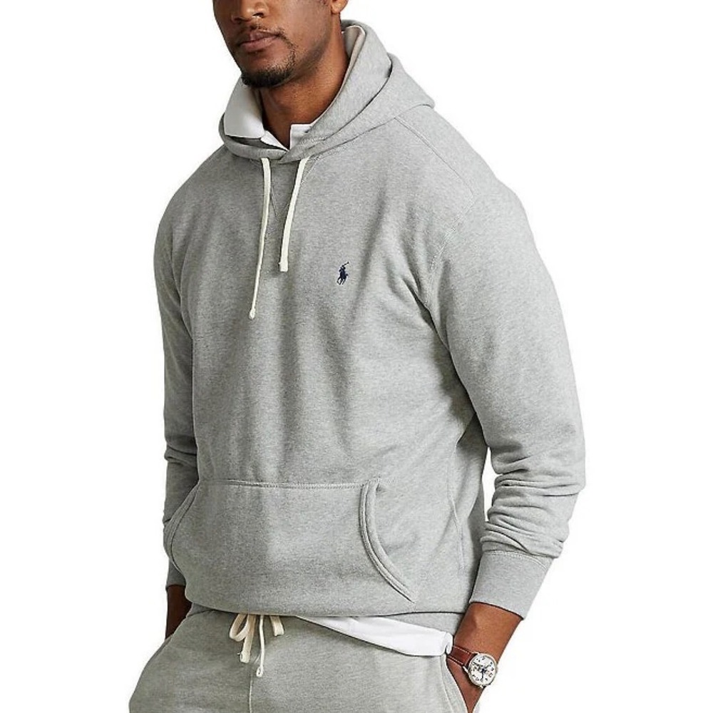 Polo Ralph Lauren 2XLT Grey Fleece Hoodie Pullover Pony Logo Andover Grey